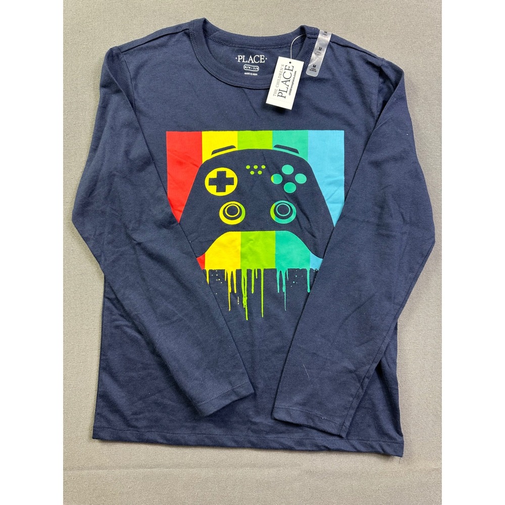 The Children's Place Boy Navy Blue Video Game Controller Graphic Tee Shirt M 7/8
